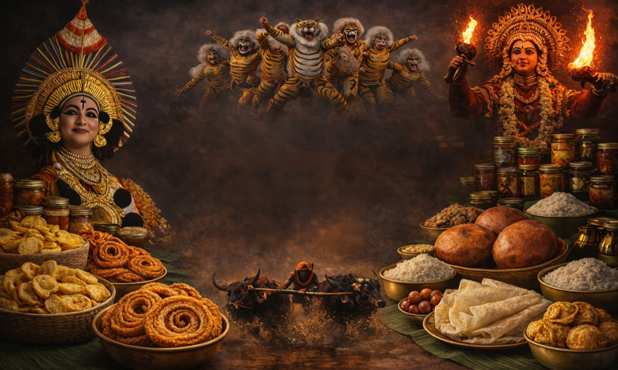 Authentic Karavali culture — Yakshagana, Pili Vesha, and traditional coastal Karnataka cuisine